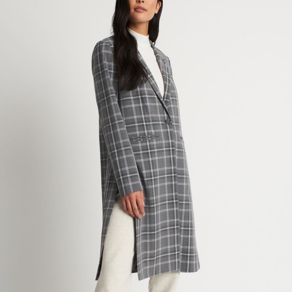 Kit and Ace Jackets & Blazers - New Grey Wool Blend Plaid Suiting Coat